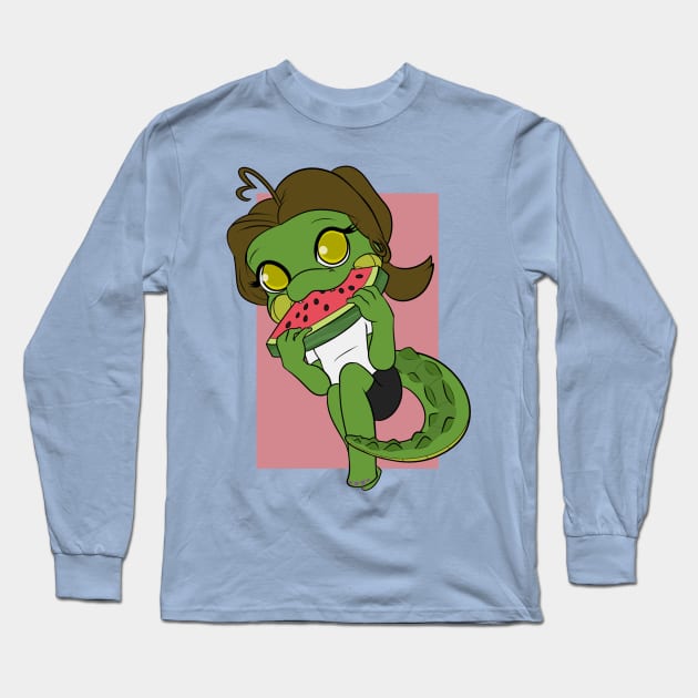 Neldy Eating Watermelon Long Sleeve T-Shirt by Neldy